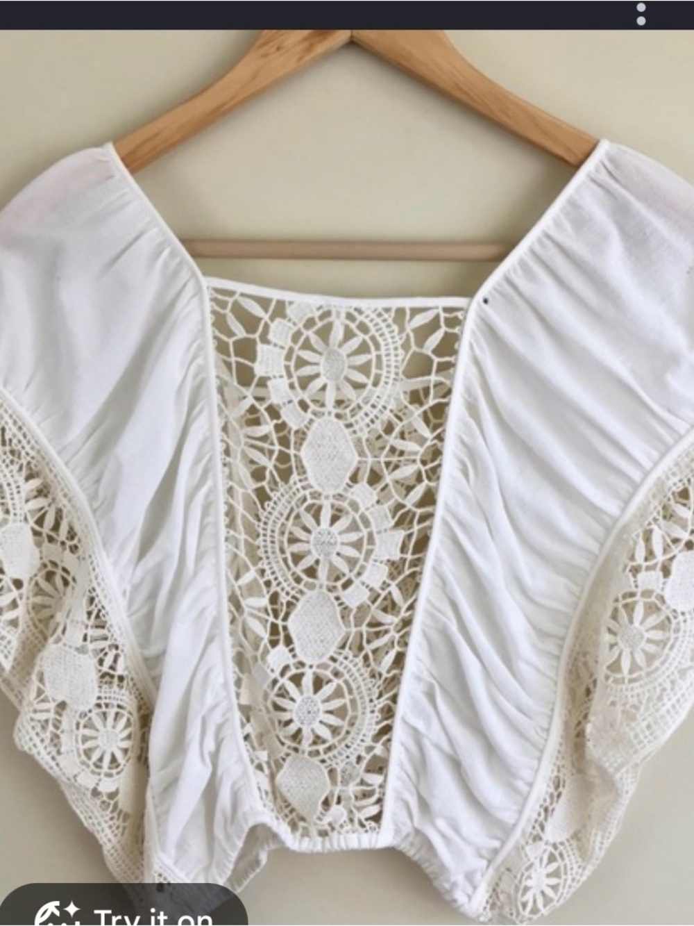 Free People White Crochet Back Peasant Top